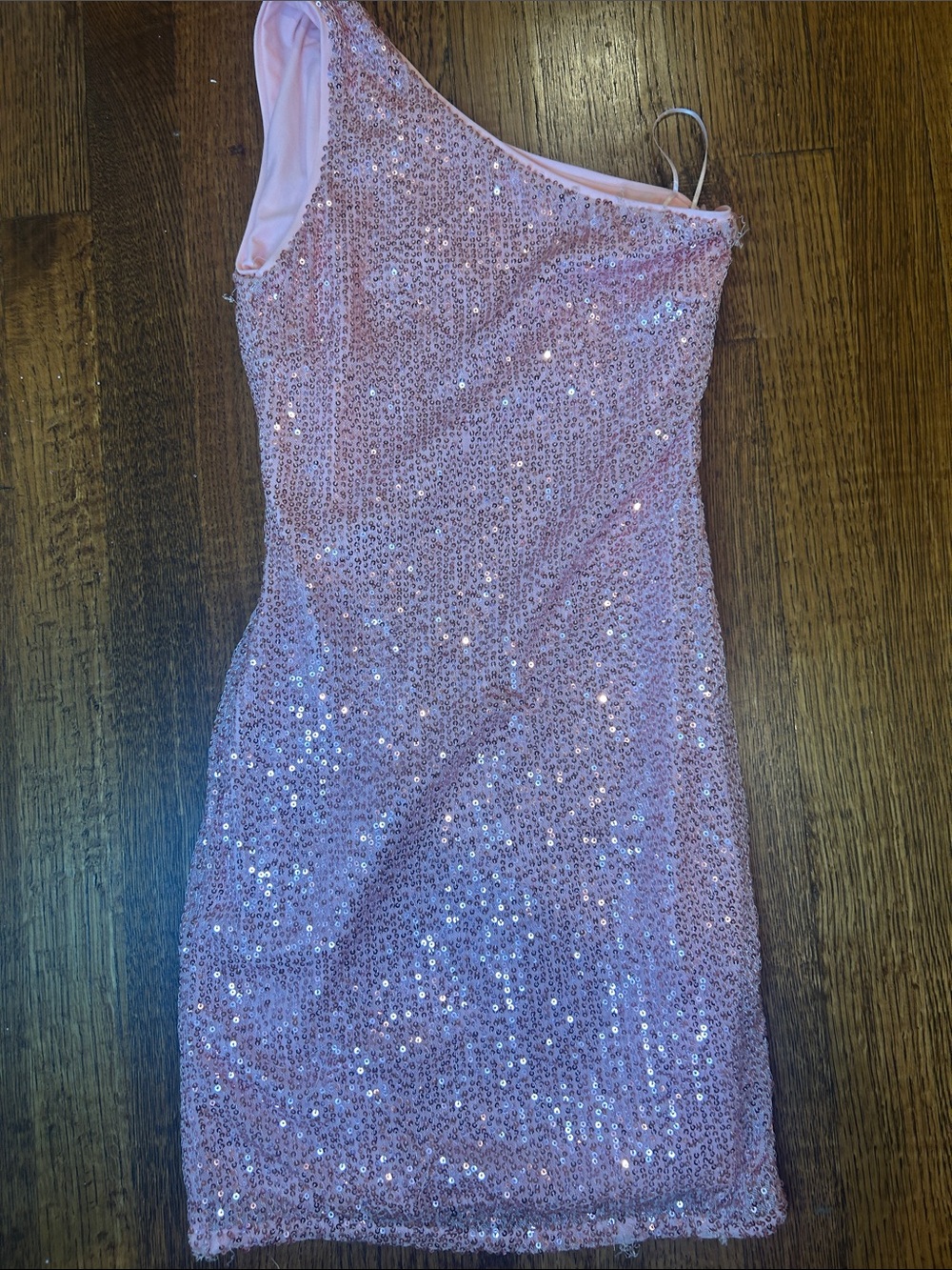 Theme Pink Sequin One-Shoulder Kids Dress